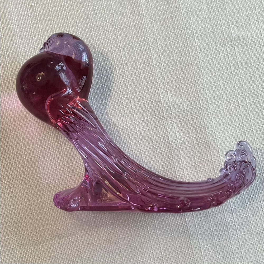 Vintage Art Glass Bird Accent Decor Pouter Pigeon Lavender Ice 6.5” x 7” - Picture 4 of 12